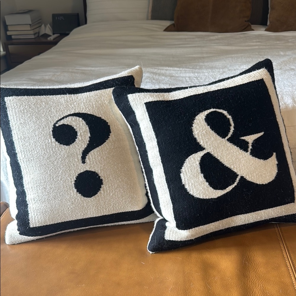 Jonathan Adler Black and White Question Mark & Ampersand Throw Pillows
